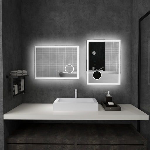 kleankin LED Bathroom Mirror with Dimming Lights, 3X Magnifying Mirror, Vanity Mirror with 3 Colour Front and Backlit