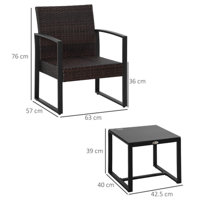 PE Rattan Garden Furniture 3 pcs Patio Bistro Set Weave Conservatory Sofa Coffee Table and Chairs Set Beige