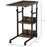 C-Shaped Side Table Industrial Mobile Rolling End Desk with 3-Tier Storage Shelving, Adjustable Height, Wheels