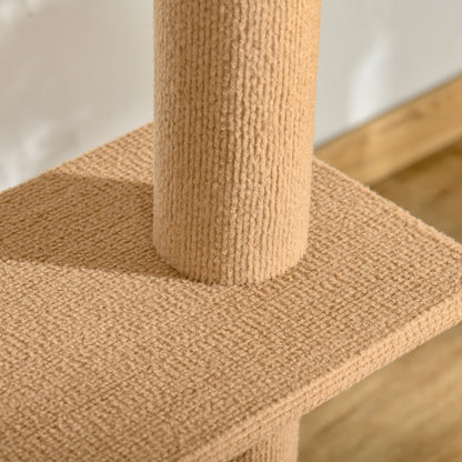 260cm Floor To Ceiling Cat Tree for Indoor Cats w/ Three Platforms Activity Centre - Brown