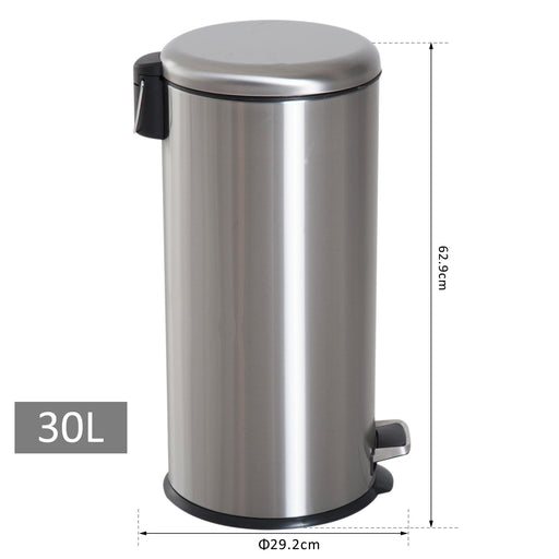 30L Stainless Steel Foot Pedal Bin