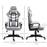 Racing Gaming Chair with Lumbar Support, Headrest, Swivel Wheel, PVC Leather Gamer Desk Chair for Home Office, Grey White