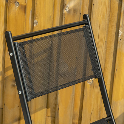 3 Pieces Patio Table and Chairs, Folding Patio Table and 2 Chairs, Outdoor Furniture Set for Backyard and Porch, Black