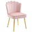 Velvet-Feel Shell Luxe Accent Chair, Glam Vanity Chair Makeup Seat, Home Bedroom Lounge with Metal Legs Comfort Padding, Pink