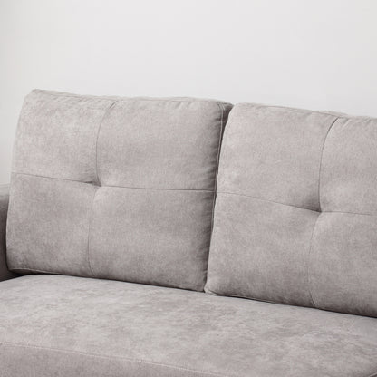 3 Seater Linen Look L-Shaped Corner Sofa, Pull Out Sofa with Storage Compartment In Grey - Hurry Limited Stock!