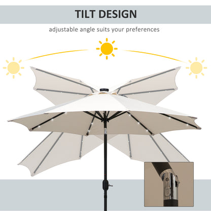 24 LED Solar Powered Parasol Umbrella-Creamy White