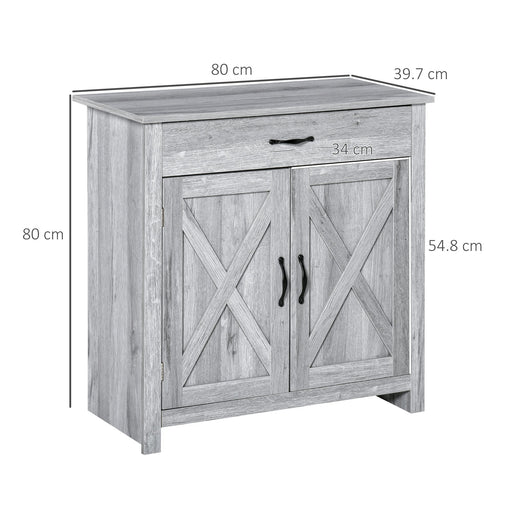 Farmhouse Barn Door Sideboard Storage Cabinet Coffee Bar for LIVING Room – Grey Grain