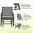 Glider Rocking Chair & Table Set 2 Single Seaters Rocker Garden Swing Chair Patio Furniture Bistro Set Grey