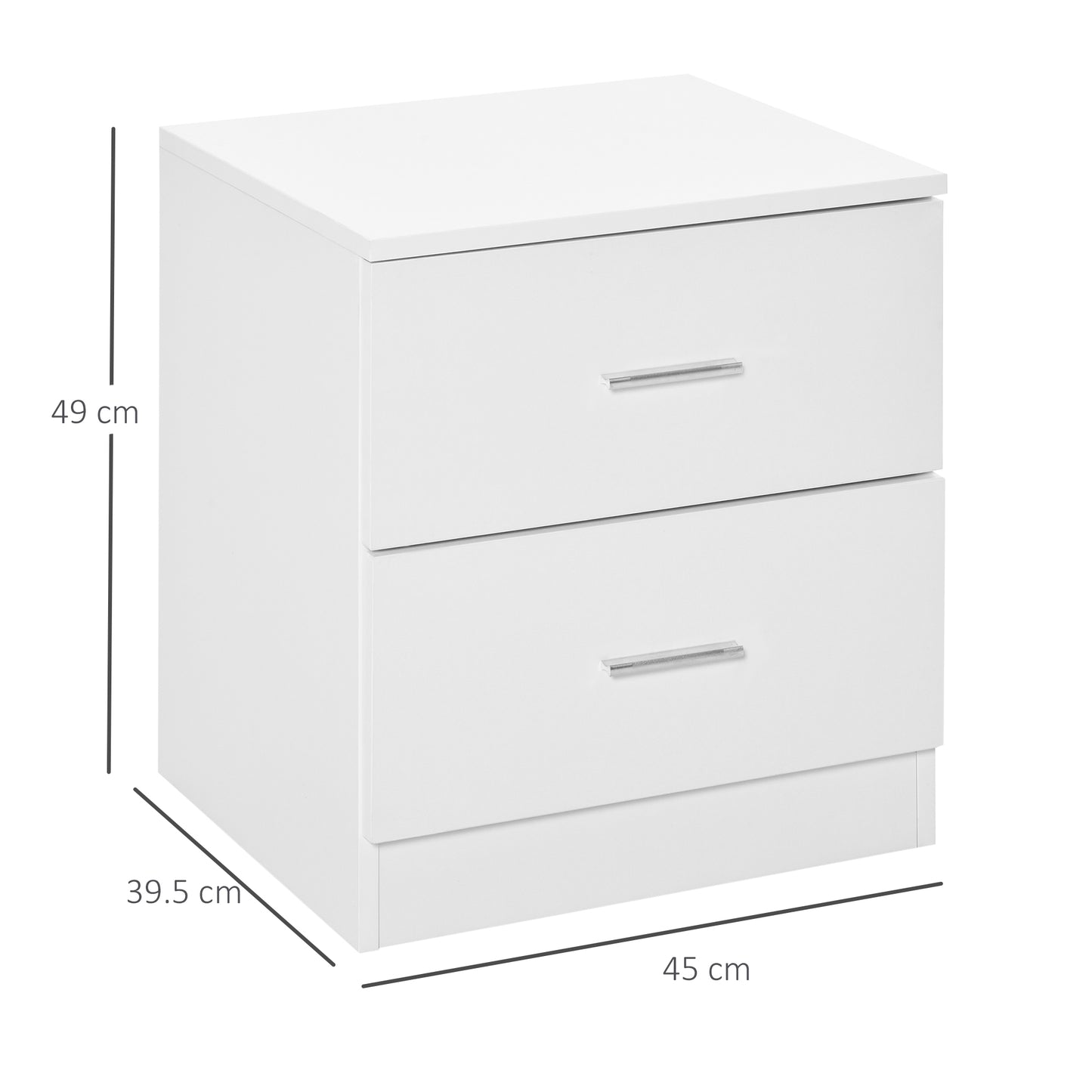 Bedside Table with 2 Drawers, Modern Nightstand, Cabinet Drawers Side Storage Unit for Bedroom, Living Room