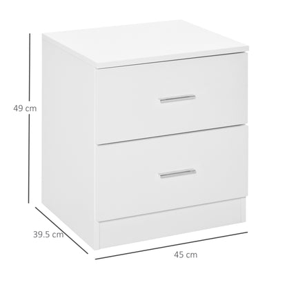 Bedside Table with 2 Drawers, Modern Nightstand, Cabinet Drawers Side Storage Unit for Bedroom, Living Room