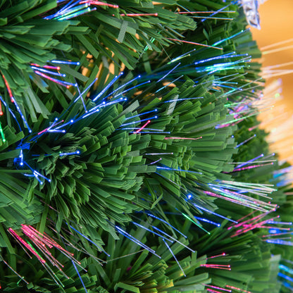4ft Pre-Lit Fibre Optic Christmas Tree with Multicolour LEDs, Bows & Star