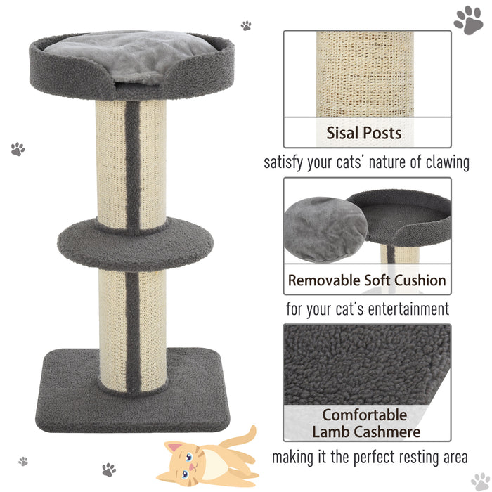 91cm Cat Tree for Indoor Cats Kitten Activity Center Play Tower Perches Sisal Scratching Post Lamb Cashmere Grey