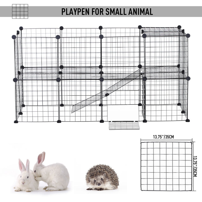 Guinea Pig Playpen Rabbit Playpen Metal Wire Fence Indoor Outdoor Small Animal Cage 36 Panel Enclosure Black