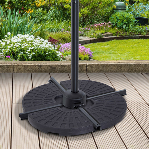 Outsunny 4 PCs 70KG Portable Round Parasol Base Umbrella Cross Stand Weights Holder Sand or Water Filled Outdoor Garden Patio