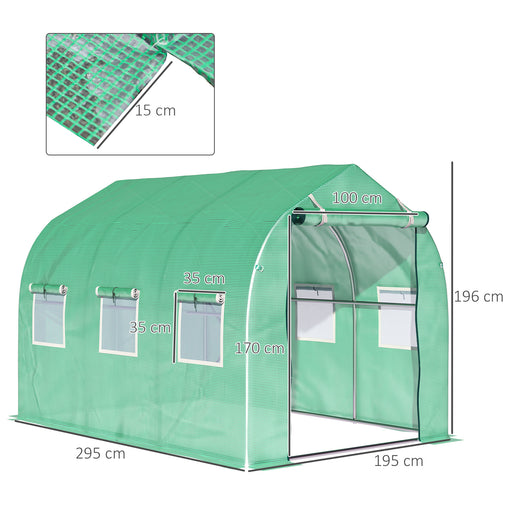 Walk in Polytunnel Greenhouse with Windows and Door for Garden, Backyard (3 x 2M)