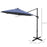 3(m) Cantilever Roma Parasol Garden Sun Umbrella Outdoor Patio with LED Solar Light Cross Base 360° Rotating, Blue