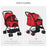 Pet Stroller Dog Cat Travel Pushchair Foldable Jogger with Reversible Handle EVA Wheel Brake Basket Adjustable Canopy Safety Leash for Small Dogs, Red