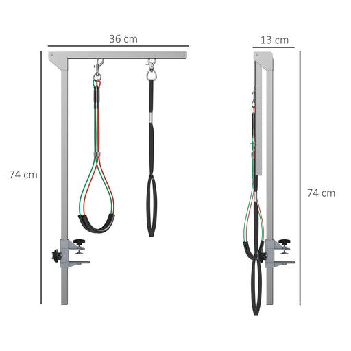 Foldable Pet Grooming Arm with Clamp, 29" Height Adjustable Dog Grooming Holder for Table with 2 Haunch Holders, Grooming Loop for Medium Dogs