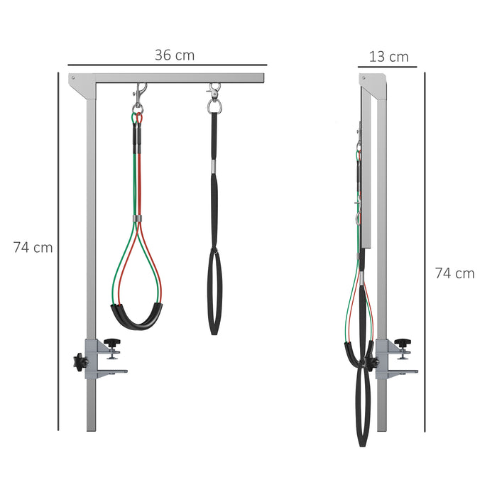 Foldable Pet Grooming Arm with Clamp, 29" Height Adjustable Dog Grooming Holder for Table with 2 Haunch Holders, Grooming Loop for Medium Dogs