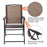 3 Piece Patio Furniture Garden Bistro Set Outdoor 2 Folding Chairs 1 Tempered Glass Table  Adjustable Backrest Metal - Brown