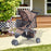 Pet Travel Stroller Cat Dog Pushchair Trolley Puppy Jogger Carrier Three Wheels for Small Miniature Dogs(Coffee)