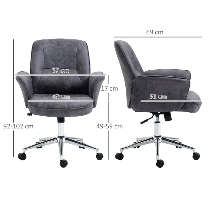 Swivel Computer Office Chair Mid Back Desk Chair for Home Study Bedroom, Charcoal Grey