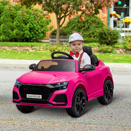 Compatible 6V Battery-powered Kids Electric Ride On Car Audi RS Q8 Toy with Parental Remote Control Music Lights USB MP3 Bluetooth Pink