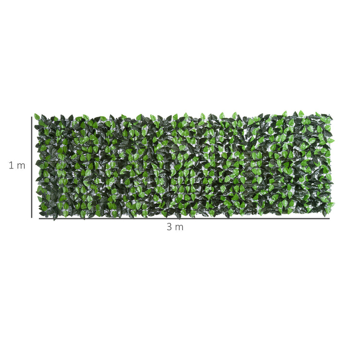 Artificial Leaf Hedge Screen Privacy Fence Panel for Garden Outdoor Indoor Decor 3M x 1M Light Green and Dark Green