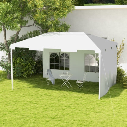 Warehouse Clearance - Outsunny 3 x 4 m Garden Gazebo Shelter Marquee Party Tent with 2 Sidewalls for Patio Yard Outdoor - White