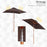 2m x 1.5m Patio Parasol Garden Umbrellas Sun Umbrella Bamboo Sunshade Canopy Outdoor Backyard Furniture Fir Wooden Pole 6 Ribs Tilt Mechanism