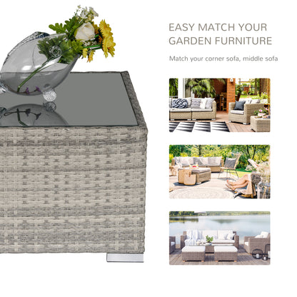 Outsunny Patio Rattan Coffee Table Ready to Use Outdoor Furniture Suitable for Garden Backyard, Grey