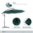 3(m) Banana Parasol Hanging Cantilever Umbrella with Crank Handle, 8 Ribs and Cross Base for Outdoor, Sun Shade, Dark Green