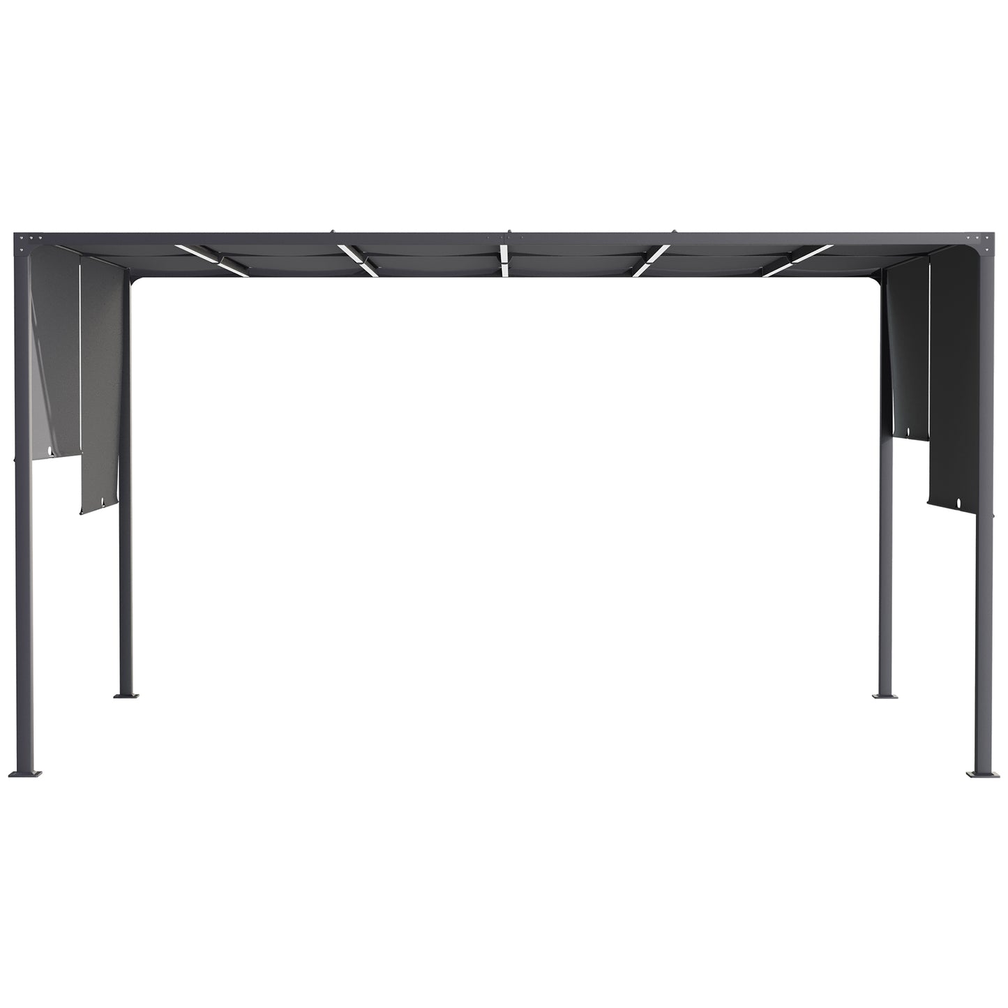 Outsunny 3m x 4m Metal Pergola with Retractable Roof, Outdoor Garden Pergola with LED Lights, Solar Powered, for BBQ,¬†Lawn,¬†Backyard, Dark Grey