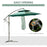 2.7m Banana Parasol Cantilever Umbrella with Crank Handle , Double Tier Canopy and Cross Base for Outdoor, Hanging Sun Shade, Green