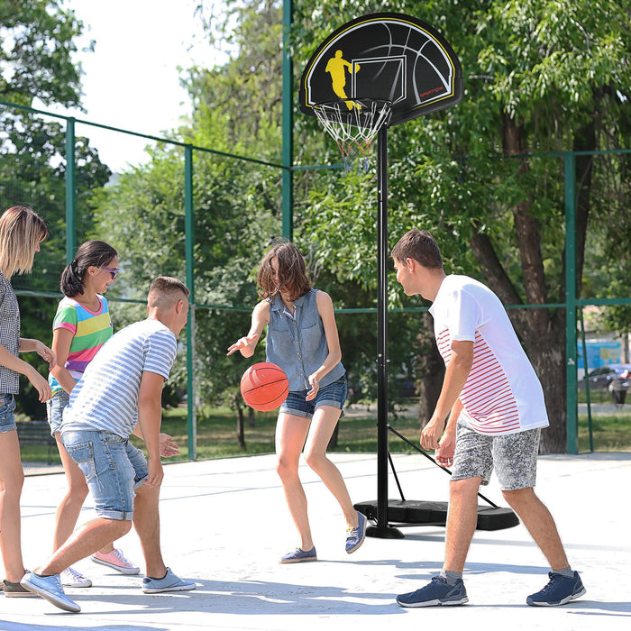 2.3-3m Basketball Hoop and Stand with High Strength PE Backboard and Weighted Base, Portable on Wheels