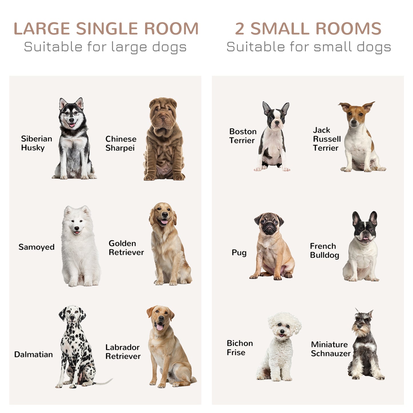 Dog Crate Furniture for Large Dog, Double Dog Cage for Small Dogs with Divider, Sliding Doors - White