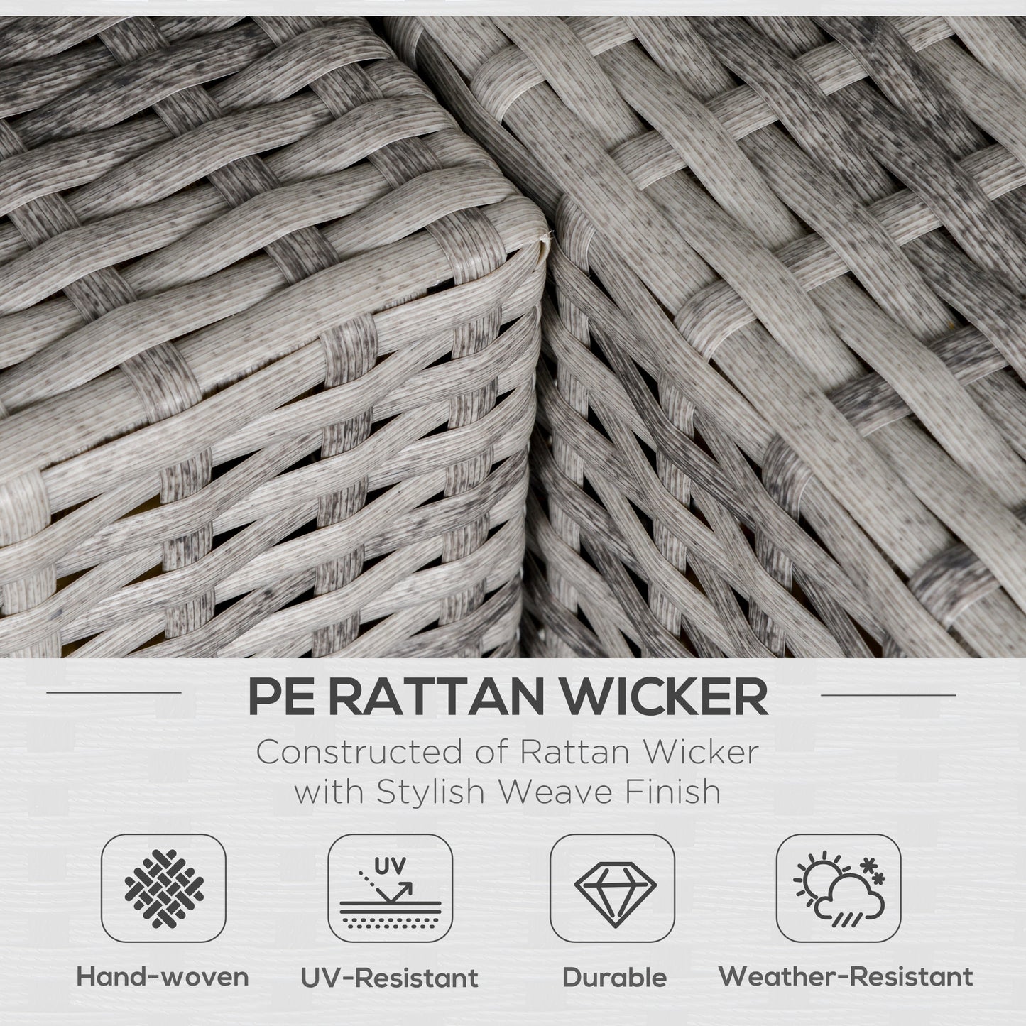 PE Rattan Wicker Corner Set Garden Furniture Single Chair w/ Cushions, Grey