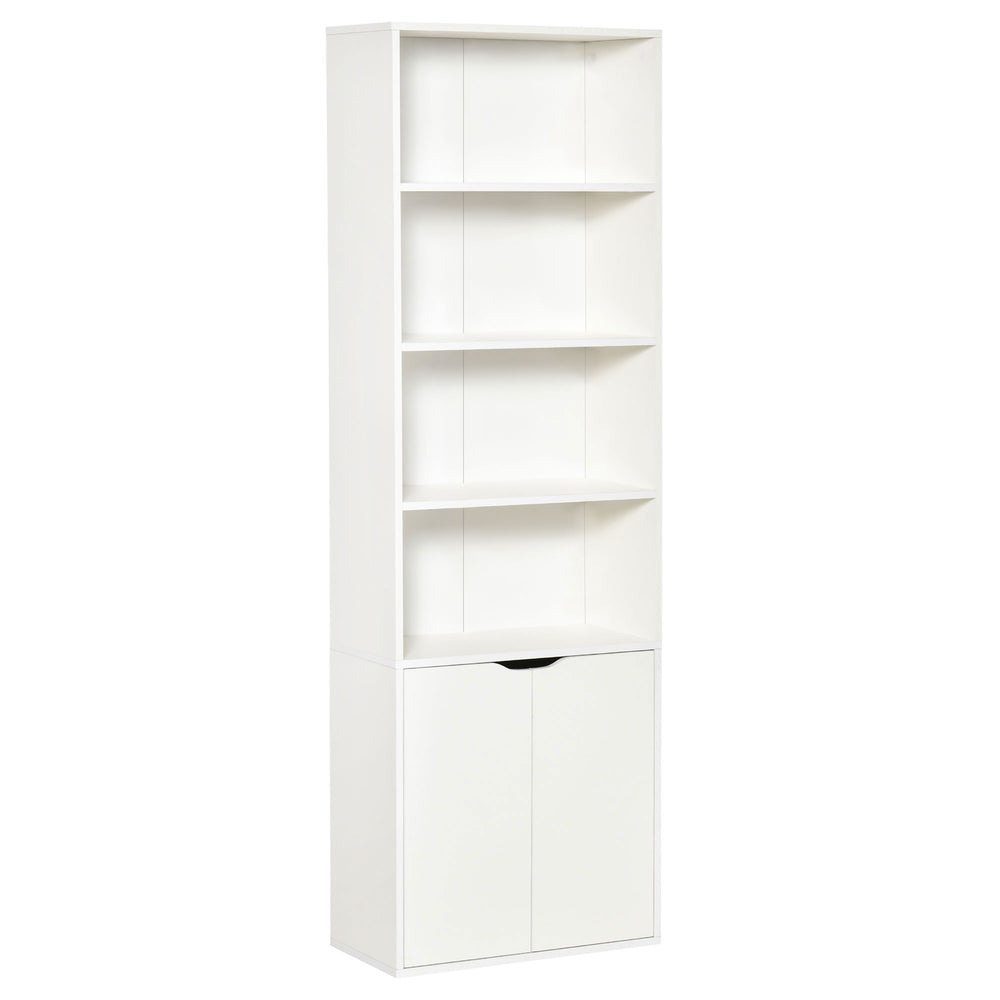 2 Door 4 Shelves Tall Bookcase Modern Storage Cupboard Display Unit for Living Room Study Bedroom Home Office Furniture White