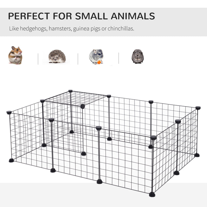 Modular Pet Playpen Metal Wire, 106Lx73Wx36Hcm-Black