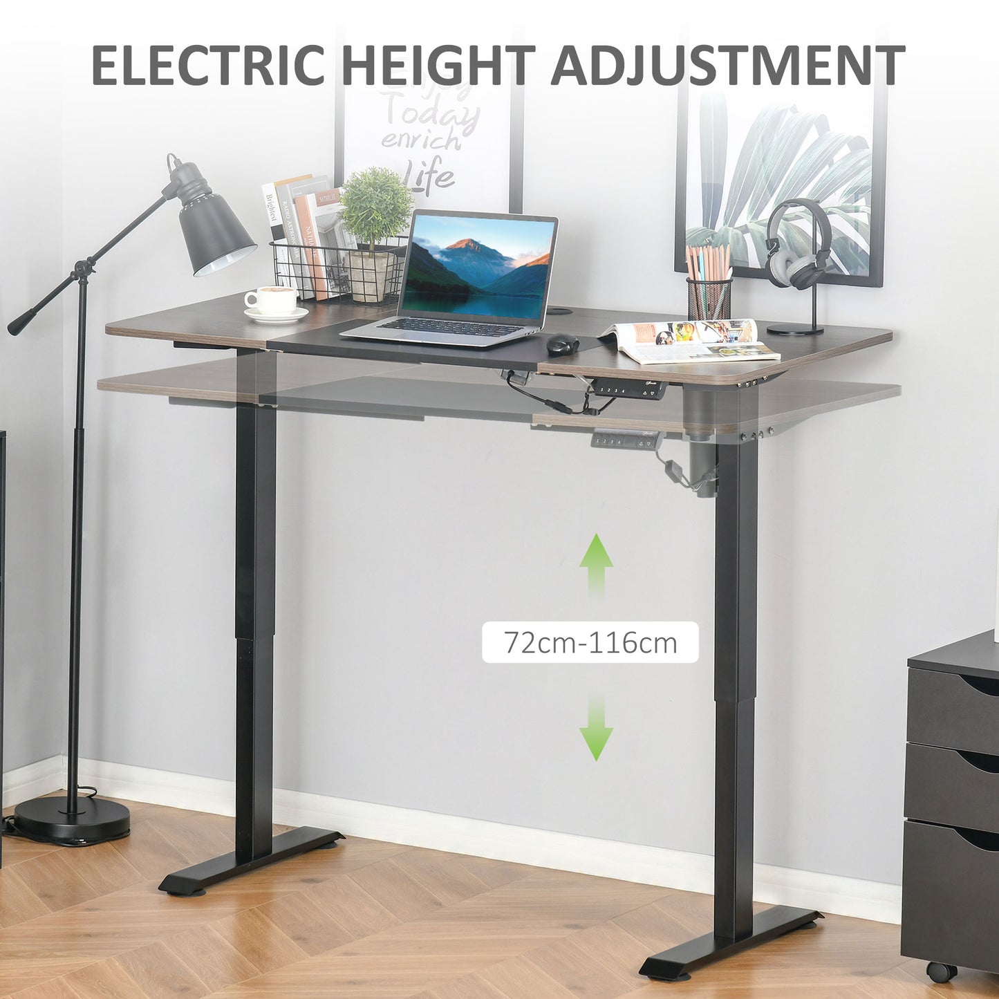 Height Adjustable Electric Standing Desk with 4 Automatic Memory Preset - 140cm x 70cm