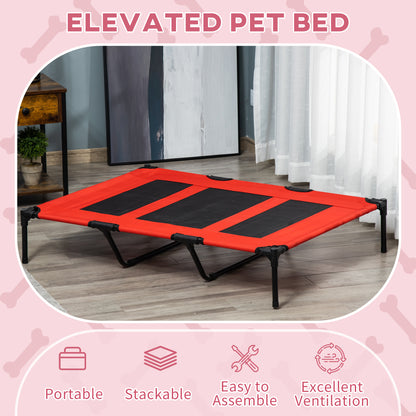 Raised Dog Bed Cooling Elevated Pet Cot with Breathable Mesh for Indoor Outdoor Use Red, XX Large, 122 x 92 x 23cm