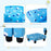 Childrens Sofa Mini Sofa Wood Frame w/ Footrest Anti-Slip Legs High Back Arms Bedroom Playroom Furniture Cute Cloud Star Blue