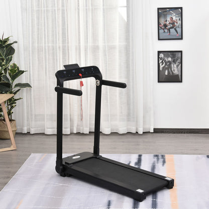 Ideal Treadmill With Handle Bars - 600W Foldable Steel Motorised Treadmill Black