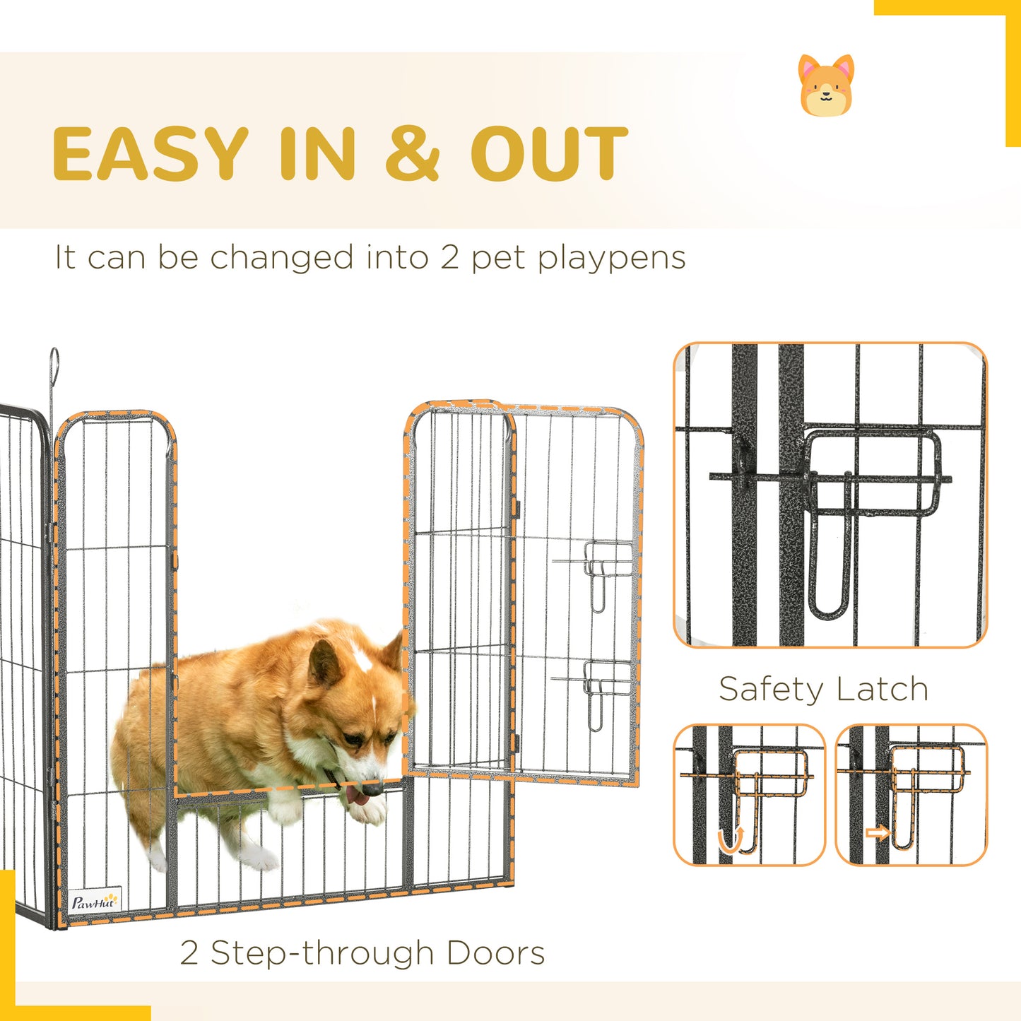 Heavy Duty Puppy Play Pen, 16 Panels Pet Exercise Pen for Indoors, Outdoors, Pet Playpen for Small, Medium Dogs, 80Hcm